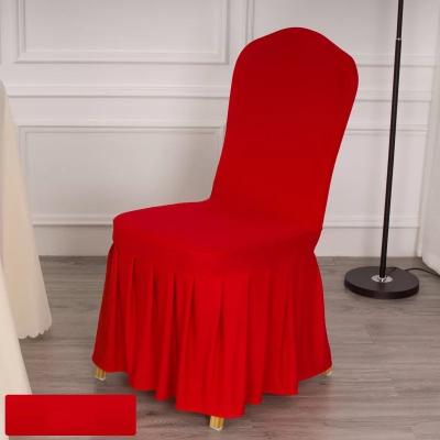 China Large Elastic Universal Wedding Chair Cover Skirts Polyester Fabric for sale