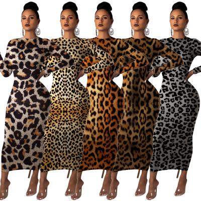 China Breathable MT19-241 Best Selling Irregular Leopard V-Neck High Waist Bandage Dress Women's Clothing for sale