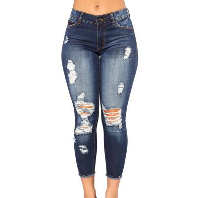 China Viable Wholesale MT383-3110 Womens Low Rise Skinny Stretch Ripped Jeans Ripped Jeans Women Clothing for sale