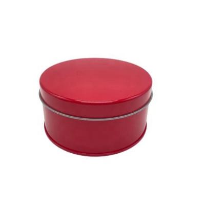 China Custom food logo printed round shape 207g/7.3oz red miniature tea canister spice storage tin cans with pp box cheesecake tin box for sale