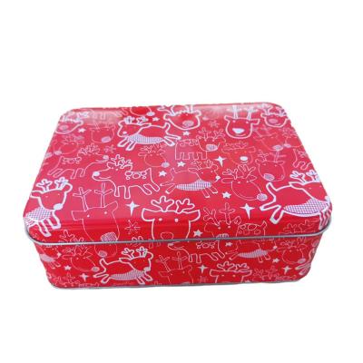 China Wholesale Food Rectangle Candy Chocolate Cookie Cookie Baking Tin Box Christmas Metal Gift Stackable Tin Box For Food Packaging for sale