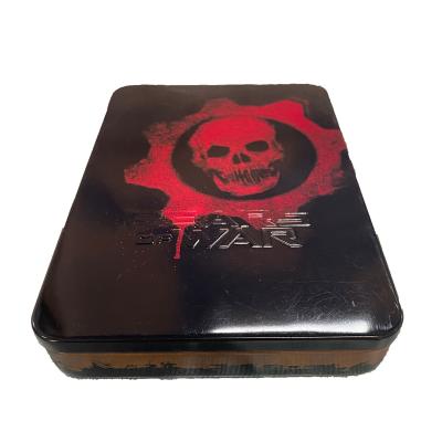 China Consumer Electronics Custom Embossed Metal Tin Boxes CD Case Tin With Emboss Logo Earphone Tin Box for sale