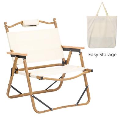 China Wholesale customized aluminum outdoor beach folding chair outdoor wood grain camping chair garden furniture post modern for sale