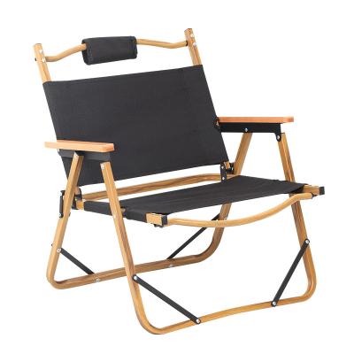 China Simple Folding Outdoor Folding Chair Relaxation Portable Ultralight Camping Fishing Picnic Chair Aluminum Wood Grain Nap Travel Beach Chair for sale