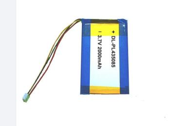 China 435085 Li Polymer Battery 3.7V , External Portable Lithium Battery 2000mah With Connector for sale