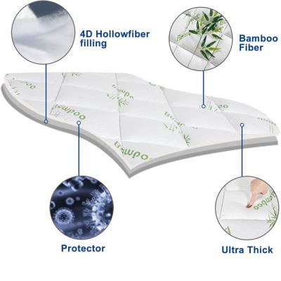 China Topper King Size Pillow Top Foldable Bamboo Mattress Cooling Cover Stitched Fitted Mattress for sale