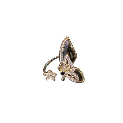 China 2021 Fashion Trendy Flower Crystal Butterfly Rings Jewelry Women for sale