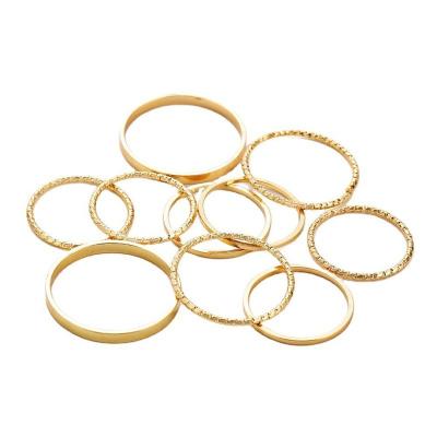 China 2021 Wholesale Cheap CLASSIC Gold And Silver Plated Simple Circle 10 Pcs Rings Set For Women Jewelry for sale