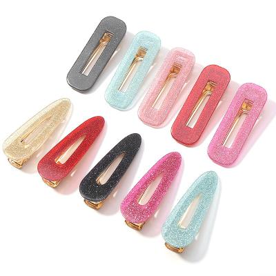 China Hot Sale Fashion Diy Hair Clips Acetate Pink Triangle Acrylic Color Square Hair Clips For Women for sale