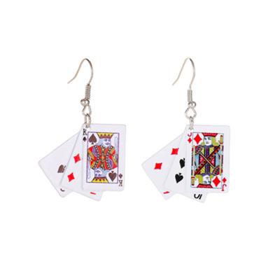 China Creative Hyperbole 2021 Wholesale Drop Earrings Poker Card Box Cute Dangling Earrings For Gift for sale