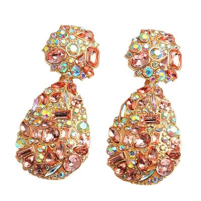 China 2022 FASHIONABLE European and American exaggerated color Diamond Oval High Quality Earrings of fashion earrings for sale