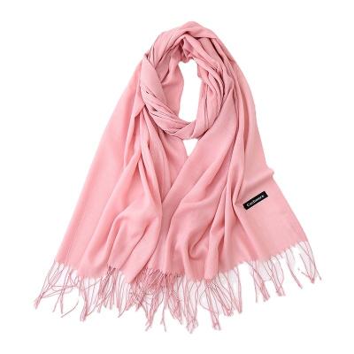 China 2021 Cashmere Women Pashmina Scarf Plain Soild Winter Color Cashmere High Quality Cashmere Scarf for sale