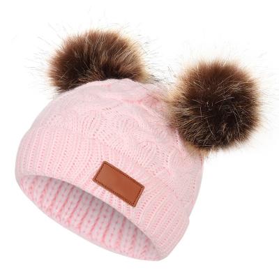 China 2022 COMMON Hot Selling High Quality Cute Pompom Knitted Baby Beanie Pom Hats For Kids for sale