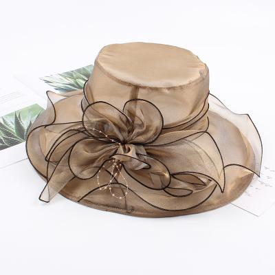 China 2021 New Image Design Church Lace Flower Net Fancy Women Elegant Hat for sale