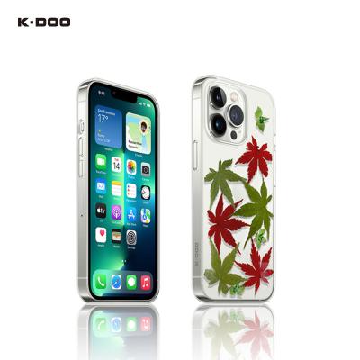 China Real Scene Shockproof K-DOO Maple Leaf Phone Case Natural Dry Leaves Mobile Back Cover For iPhone 13/13mini/13pro/13promax single for sale