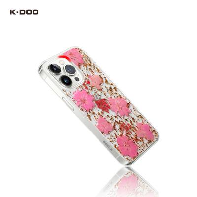 China K-Doo Shockproof Flowers Real Flower Dry Phone Case Real Flower With Glossy Foils Back Cover For iPhone13/13mini/13pro/13promax for sale