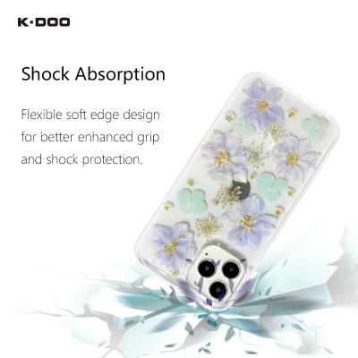 China K-Doo Shockproof Flowers Natural Real Dry Protective Clear Flower Phone Cases Shockproof For iphone12/12mini/12pro/12promax for sale