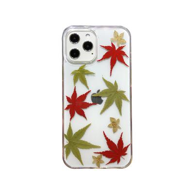 China K-Doo Shockproof Stage Natural Dry Maple Leaves Phone Case Protector Shockproof Special Back Cover For iphone12/12mini/12pro/12promax for sale