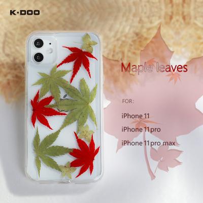 China Genuine K-Doo Scene Shockproof Series Natural Maple Leaves Real Factories Mobile Phone Protective Case For iphone11/11pro/11promax for sale