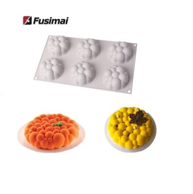 China Fusimai Viable Irregular Circular Shape 6 Cavity Bubble Cloud Silicone Mousse Cake Creative Molds for sale