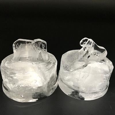 China Viable Silicone Ice Cube Two Piece Set With Cover 3D Animal Ice Mold Tray Orangutan Elephant Shape Ice Mold for sale