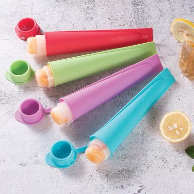 China Viable Handheld Diy Ice Cream Mold 8-Piece Popsicle Ice Cream Mold With Cover Color Silicone Popsicle Mold for sale