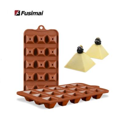 China Fusimai 15 Pyramid Silicone Viable Chocolate Molds Cake Molds Silicone Decorating Fondant Tools for sale