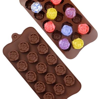 China Fusimai Non-Stick Cake Pan Decoration 15 Rose Silicone Chocolate Molds Fusimai Viable Ice Mold Bakeware for sale