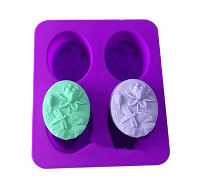 China New 4 Holes Viable Silicone Soap Mold Square Wave Soap Silicone Resin Mold for sale