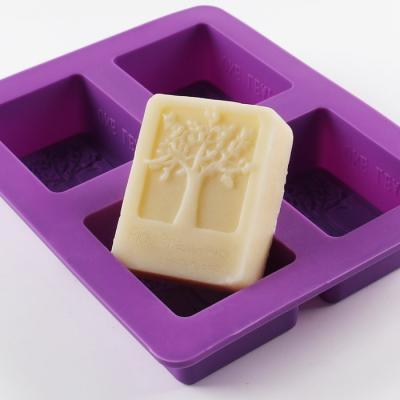 China 4 Holes Silicone Viable Soap Mold Square Soap Wave Silicone Resin Mold for sale