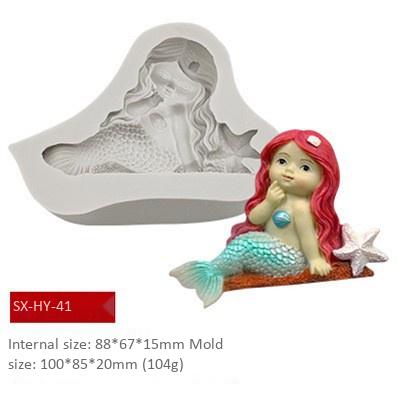 China Disposable Mermaid Sugar Mold Chocolate Cake Decorating Baking Mold Soap Resin Silicone Rotation Mold for sale