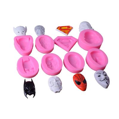 China Viable Diy Chocolate Cake Decorating Plaster Mold For 8 Masks Spider-Man Head Silicone Rotating Mold for sale