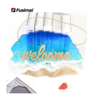 China Diy Piece Door Plate Glue Resin Mold Letter Panel Silicone Viable Hanging Drop Special Shaped Self-made Hanging Mold for sale