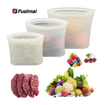 China Fusimai New Food Grade Silicone Sealing Bag Sustainable Household Storage Silicone Food Fresh-Storing Bags for sale