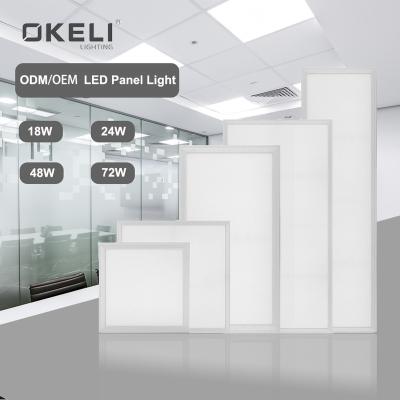 China OKELI ODM OEM Modern Aluminum Iron 30x30 30x60 60x60 120x60 18W 24W 48W 72W LED Slim Recessed Commercial Panel Light for sale