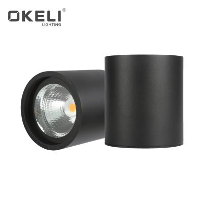 China Modern Design Surface Mounted Type OKELI Energy Saving Indoor Black Aluminum Housing Anti-glare Round 10w 18w 25w Outdoor Mounted Cob Led Downlight for sale