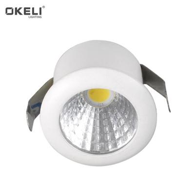 China OKELI Residential COB LED Light 1W Mini Matte White Full Aluminum Recessed Down lihgt Diameter 30mm Spot Cabinet Light Cut Out 28mm for sale