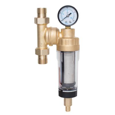 China Hotel Brass Water Pre-Filter Double Scraping Wash With Pressure Gauge for sale