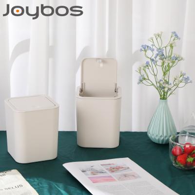 China JOYBOS Durable Exquisite Small Durable Desktop Trash Can Fits On Office Home Kitchen Bedroom Car Ceramic White Exterior for sale