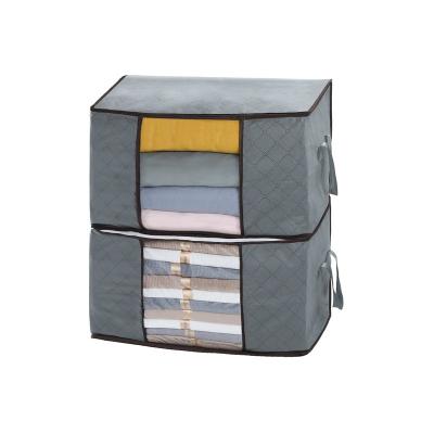 China JOYBOS Folding Clothing Storage Bags For Blankets Quilts Clothes Organizer Container 2 Foldable Pack 90L Gray for sale