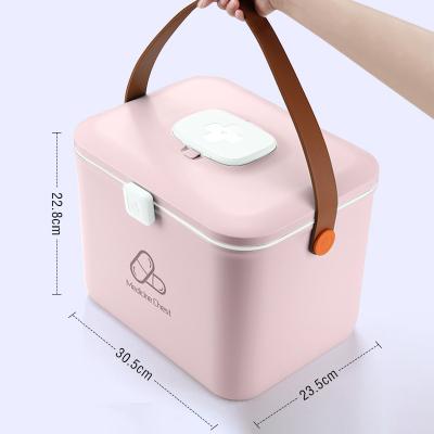 China Portable Large Size JOYBOS Medicine Box Household Double-Layer Medicine Storage Medical Full Set Emergency Medicine Box for sale