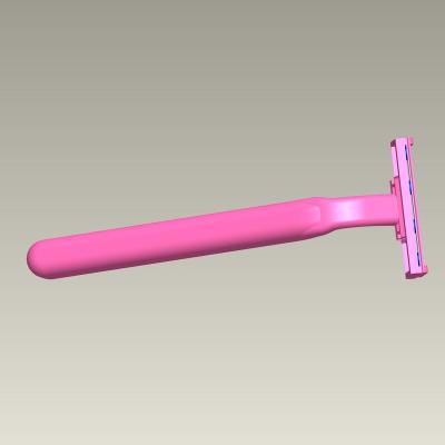 China Twin Blade Rubber Handle Razor Twin Blade Women Use Razor With Pink Color for sale