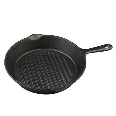 China Minimalist SJP107 Cooking Equipment Restaurant Barbecue Grill Pan Round Shape Non Stick Black Cast Iron Grill Pan for sale