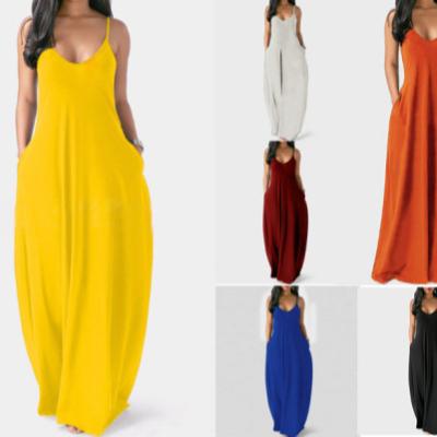 China Summer Mid Waist Fashion Solid Color Sleeveless Strap Sexy Women's Breathable Dresses Off The Shoulder 5xl Casual Plus Size Dress For Woman for sale