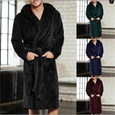 China Winter Thermal Extended Nightgown With Long Sleeves In Extra Thick Hooded Pocket For Men Bridesmaid Warm Long Robes for sale