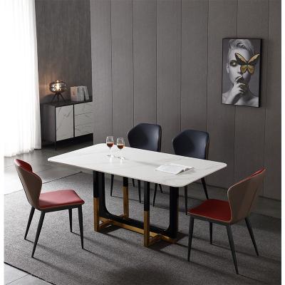 China China Foldable High Quality Marble Table Top Set 6 Chairs Dining Room Furniture Stainless Steel Marble for sale