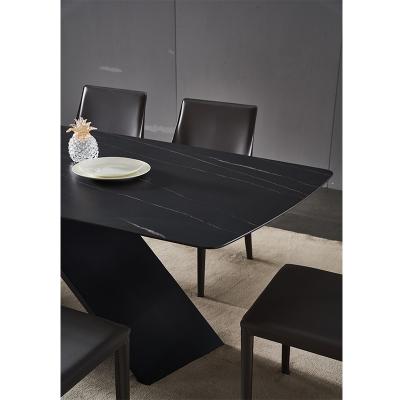 China Modern Simple Light Rectangle Dining Table Slate Style Restaurant Luxury Marble Dinner Table Modern Dining Table for sale