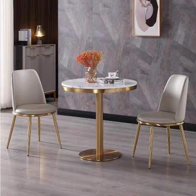 China New Style Home 18mm Stainless Steel Cocktail Bar Modern Nordic Marble Round Table for sale