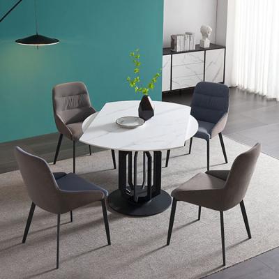 China Modern Style Extendable Round White Agglomerated Stone Dining Table for sale