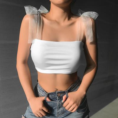 China Wholesale Fashion Crop Tank Top Mesh Strap Tube Bra Vest Stock QUICK DRY White T-shirt for sale